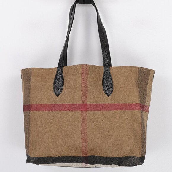 Burberry Doodle Shoulder Tote Bag Nova Check Pattern Print Coated Canvas Italy - Picture 2 of 9